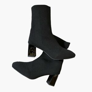 Block Heel Knit Sock Boots NWOT